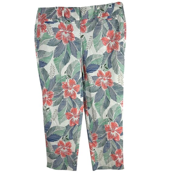 Ann Taylor Factory Floral Cropped Leg Pants Size 10 Cotton/Spandex Blend - Picture 1 of 6